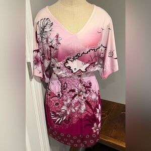 White House Black Market Kimono Sleeve Smocked Waist Dress Size XS